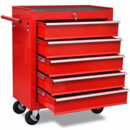 Detailed information about the product Workshop Tool Trolley 5 Drawers Red