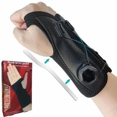 Wrist Brace for Carpal Tunnel, Support Hand Brace with Adjustable Knob, Wrist Splint for Men and Women, Relieve Tendinitis Arthritis Sprains (Right Hand, Black)