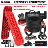 Detailed information about the product X-BULL 4X4 Recovery Kit Kinetic Recovery Rope Snatch Strap / 2PCS Recovery Tracks 4WD Mounting Pins Gen3.0 Red