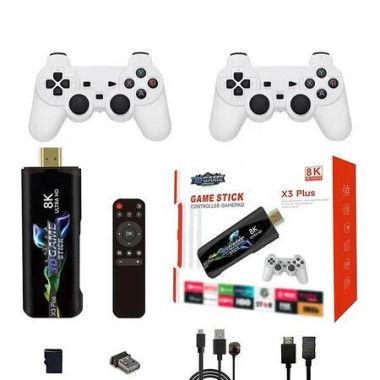 X3 Plus TV Game Stick, 8K Ultra HD, 2.4G , Antiskid, 30,000 Games, Double Rocker Control, Connect TV