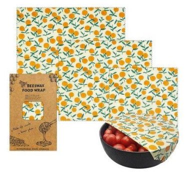 Yellow Fruit Pattern - Reusable Beeswax Food Wraps, Eco Friendly Beeswax Food Wrap, Sustainable Food Storage Containers,3 Pack (S, M, L)