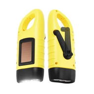 Detailed information about the product Yellow Portable Outdoor Multi Functional Solar Charging LED Flashlight Hand Cranked Emergency Light
