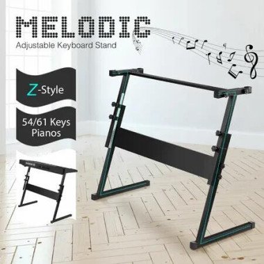 Z Style Keyboard Stand Piano Music Holder Musical Instrument Organizer Adjustable Portable Fits 54 or 61 Key Pianos Steel Black