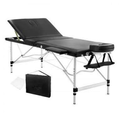 Zenses Massage Table 75cm 3 Fold Aluminium Beauty Bed Portable Therapy Black