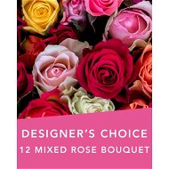 Detailed information about the product Designers Choice 12 Mixed Colour Rose Bouquet Flowers