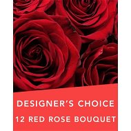 Detailed information about the product Designers Choice 12 Red Rose Bouquet Flowers
