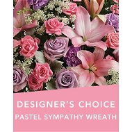 Detailed information about the product Designers Choice Pastel Sympathy Wreath Flowers