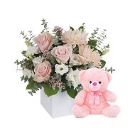 Detailed information about the product Its A Girl With Teddy Flowers