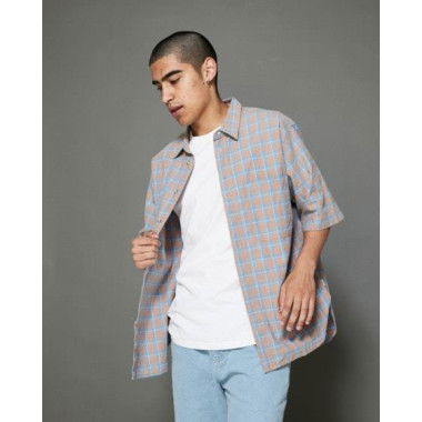 Barney Cools Homie Shirt Sky Linen Sky Linen Plaid