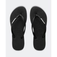 Detailed information about the product Havaianas Womens Slim Metal Logo Thongs Balck