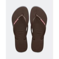 Detailed information about the product Havaianas Womens Slim Rubber Logo Thongs Brown