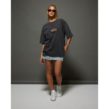 Jgr & Stn Womens High Road Oversized Tee Charcoal