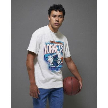 Mitchell & Ness Charlottes Hornets Abstract Tee Silver Marle