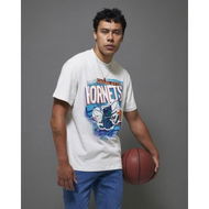 Detailed information about the product Mitchell & Ness Charlottes Hornets Abstract Tee Silver Marle