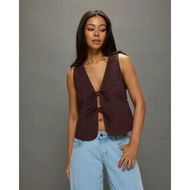 Detailed information about the product Motel Rocks Kayve Tie Top Poplin Deep Mahogany