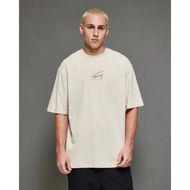 Detailed information about the product Tommy Hilfiger Signature Logo Oversized Tee Newsprint