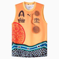 Detailed information about the product 2025 AFL Indigenous All Stars Youth Replica Guernsey in Blazing Yellow/Afl Ind As, Size XS by PUMA