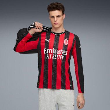 AC Milan 25/26 Long Sleeve Home Men's Jersey Shirt in For All Time Red/Black, Size Medium, Polyester by PUMA