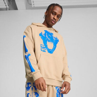 Ancient Roars Men's Basketball Hoodie in Light Sand, Size Small, Cotton by PUMA