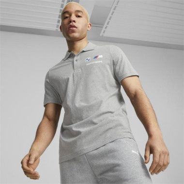 BMW M Motorsport Men's Polo Top in Medium Gray Heather, Size 2XL, Cotton by PUMA