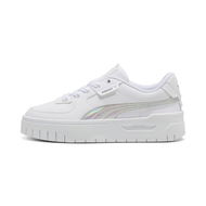 Detailed information about the product Cali Dream Iridescent Youth Sneakers in White/Silver, Size 4 by PUMA