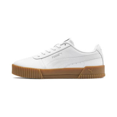 Carina Leather Women's Sneakers in White/Gum, Size 6, Textile by PUMA Shoes