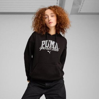 CLASS Women's Relaxed Hoodie in Black, Size Small, Cotton by PUMA