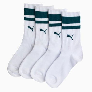 Classic Crew Socks (2 Pairs) Unisex in White/Green, Size 3.5