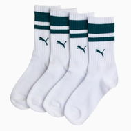 Detailed information about the product Classic Crew Socks (2 Pairs) Unisex in White/Green, Size 3.5