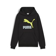 Detailed information about the product Classics Logo Boys' Hoodie in Black/Turquoise Surf, Size 4T, Cotton by PUMA