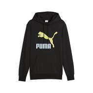 Detailed information about the product CLASSICS Logo Men's Hoodie in Black/Lime Sheen, Size 2XL, Cotton by PUMA