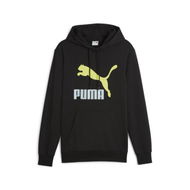 Detailed information about the product CLASSICS Logo Men's Hoodie in Black/Lime Sheen, Size XL, Cotton by PUMA