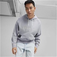 Detailed information about the product CLASSICS+ Men's Hoodie in Gray Fog, Size Medium, Cotton by PUMA