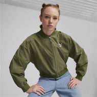 Detailed information about the product Classics Shiny Women's Bomber Jacket in Olive Green, Size Medium, Polyester by PUMA