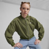 Detailed information about the product Classics Shiny Women's Bomber Jacket in Olive Green, Size Medium, Polyester by PUMA