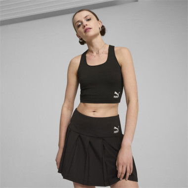 CLASSICS Women's Crop Top in Black, Size XL, Cotton/Elastane by PUMA