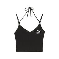 Detailed information about the product CLASSICS Women's Ribbed Crop Top in Black, Size Large, Cotton/Polyester/Elastane by PUMA