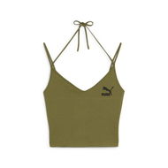 Detailed information about the product CLASSICS Women's Ribbed Crop Top in Olive Green, Size Large, Cotton/Polyester/Elastane by PUMA