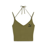 Detailed information about the product CLASSICS Women's Ribbed Crop Top in Olive Green, Size Large, Cotton/Polyester/Elastane by PUMA