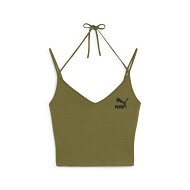 Detailed information about the product CLASSICS Women's Ribbed Crop Top in Olive Green, Size XL, Cotton/Polyester/Elastane by PUMA