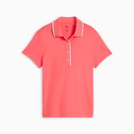 Detailed information about the product CLOUDSPUN Bridges Short Sleeve Golf Polo Women Top in Peach Frost, Size Medium by PUMA