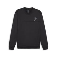 Detailed information about the product Cloudspun Patch Men's Crewneck Top in Black Heather, Size Small, Polyester/Elastane by PUMA