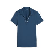 Detailed information about the product Cloudspun Piped Short Sleeved Women's Golf Polo Top in Ocean Tropic, Size Large, Polyester/Elastane by PUMA