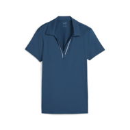 Detailed information about the product Cloudspun Piped Short Sleeved Women's Golf Polo Top in Ocean Tropic, Size Medium, Polyester/Elastane by PUMA