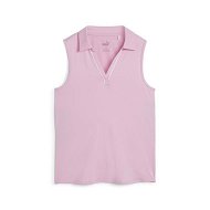Detailed information about the product Cloudspun Piped Sleeveless Women's Golf Polo Top in Pink Icing, Size Small, Polyester/Elastane by PUMA
