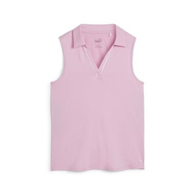 Cloudspun Piped Sleeveless Women's Golf Polo Top in Pink Icing, Size XL, Polyester/Elastane by PUMA