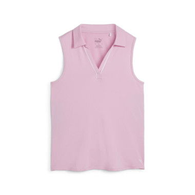 Cloudspun Piped Sleeveless Women's Golf Polo Top in Pink Icing, Size XS, Polyester/Elastane by PUMA