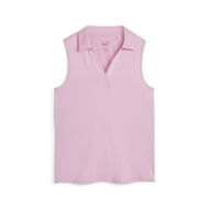 Detailed information about the product Cloudspun Piped Sleeveless Women's Golf Polo Top in Pink Icing, Size XS, Polyester/Elastane by PUMA