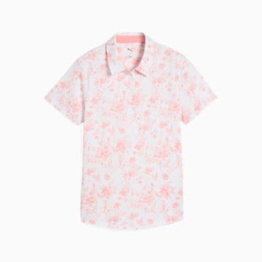 CLOUDSPUN Toile Short Sleeve Women's Polo Top in Pink Fruit, Size Small by PUMA
