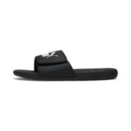 Detailed information about the product Cool Cat 2.0 Unisex Slides in Black/White, Size 4 by PUMA